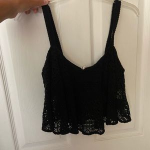 Black lace cropped top